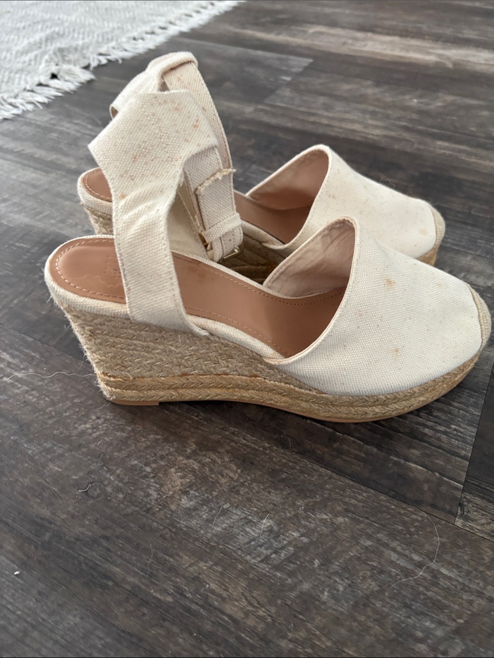 H&M Cream Espadrille Wedge Slingback Sandals